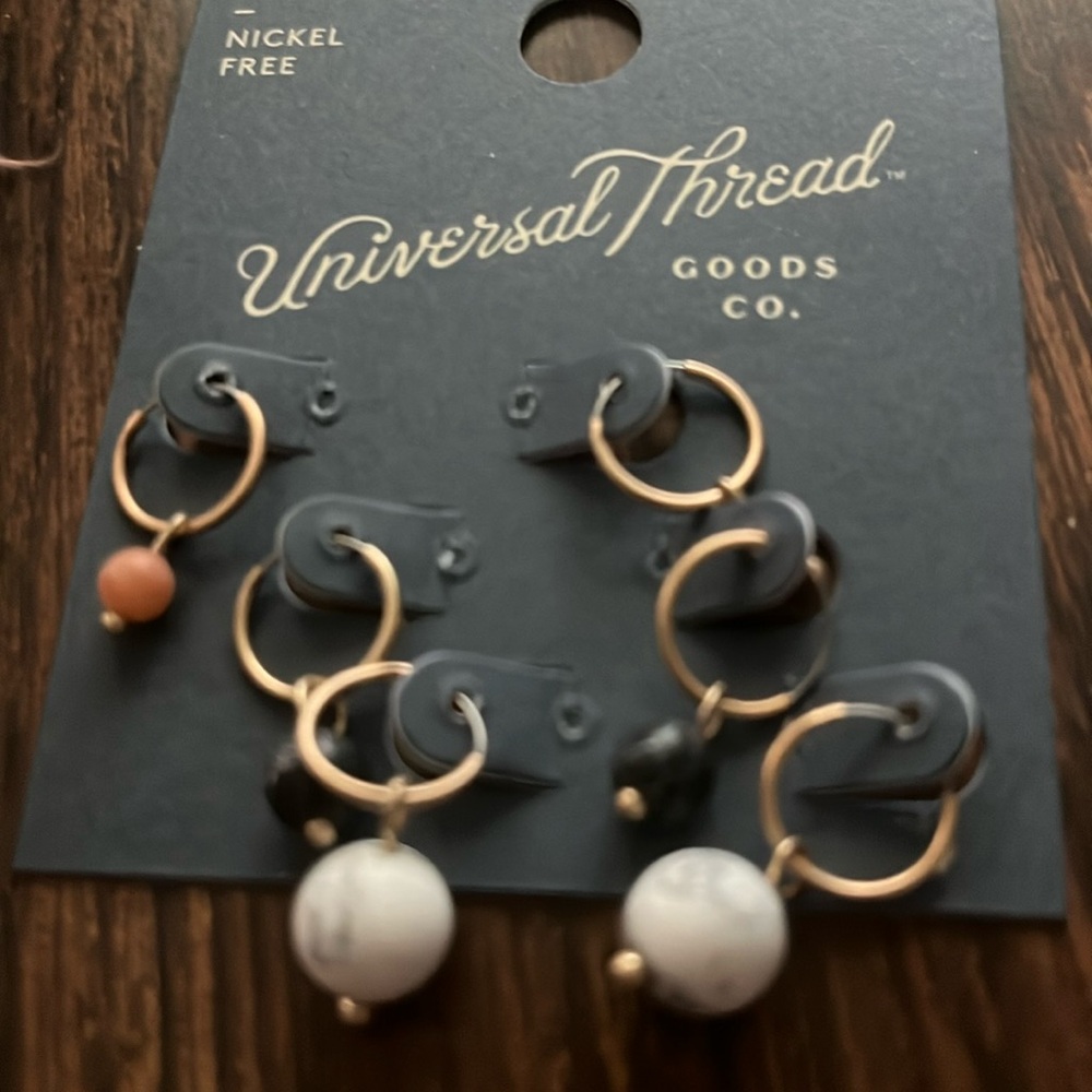 Universal Threads three piece small hoops w beads nickel free
